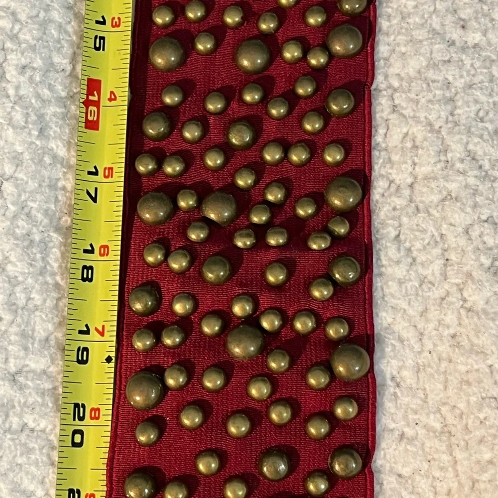 Vintage Studded Stretch Retro Red Belt - Picture 4 of 13